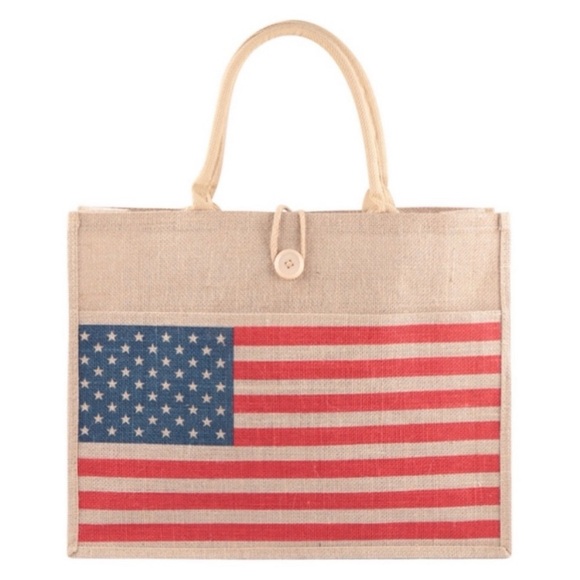American Flag tote - bag Structured
Burlap Tote New approx 18x24x2-1/2 B… - Picture 12 of 14